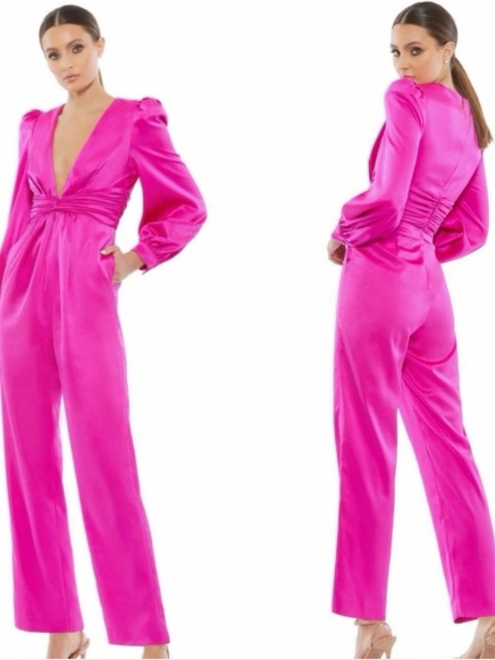 Ienna for Mac Duggal Pink Plunge Jumpsuit